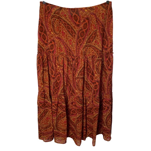 Chadwicks Dresses & Skirts - Chadwicks‎ Paisley Tiered Maxi Skirt Size 12 Tall Orange Boho Fairy Gypsy Hippie